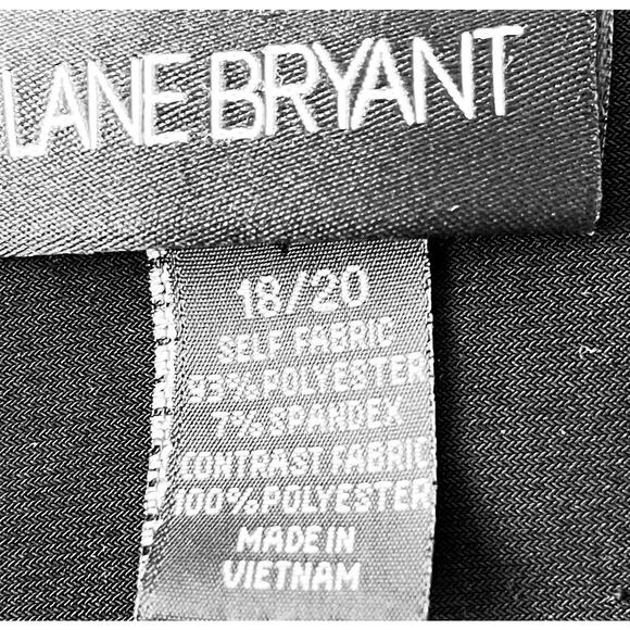 LANE BRYANT SHORT SLEEVE RUFFLED V-NECKLINE BLOUSE, 18/20, BLACK, POINTED COLLAR - Picture 8 of 10